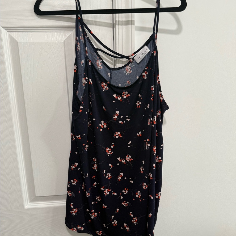 Kaileigh Black Floral Tank Top